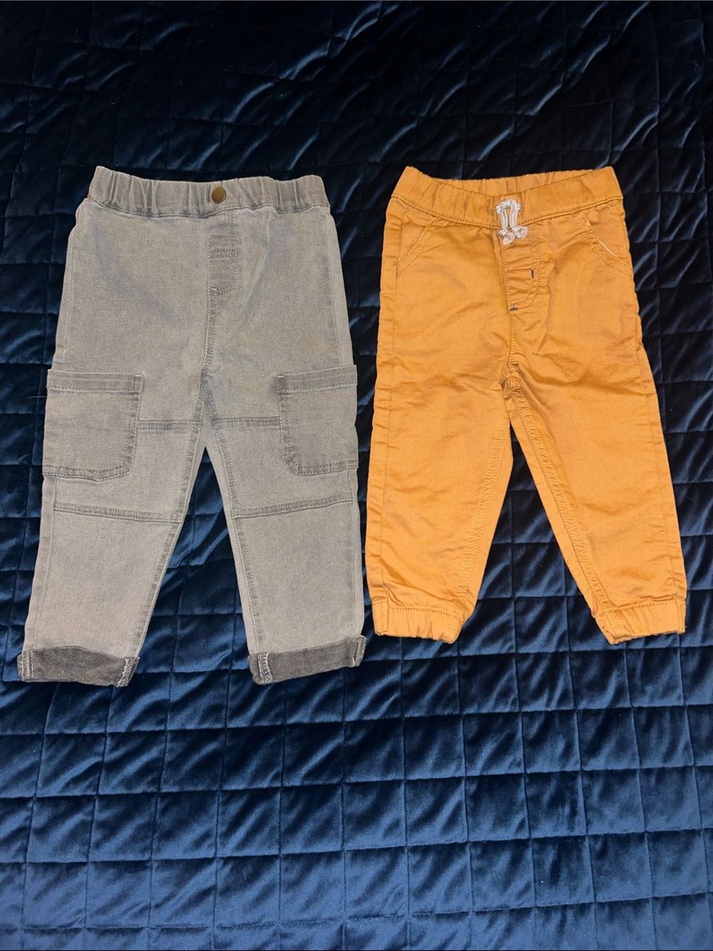 Kids Cargo Jogger Pants - Gray and Mustard - (Brand Not Visible)
